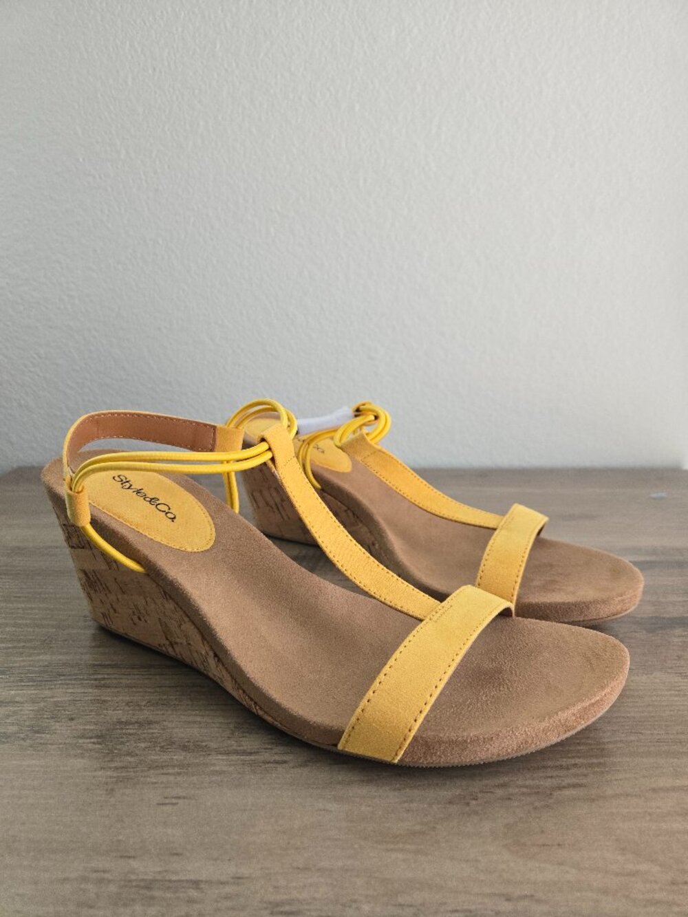 Style & Co Women's Mulan Wedge Heel Slingback Sandals Daffodil Yellow/Gold 8.5M